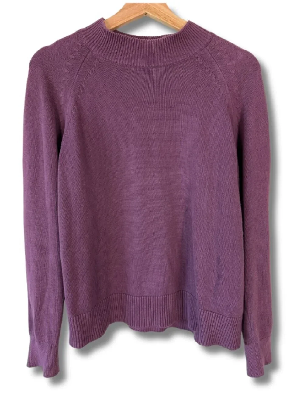 Quince Organic Cotton Mockneck Sweater Women’s Large Purple Pullover - Picture 1 of 4